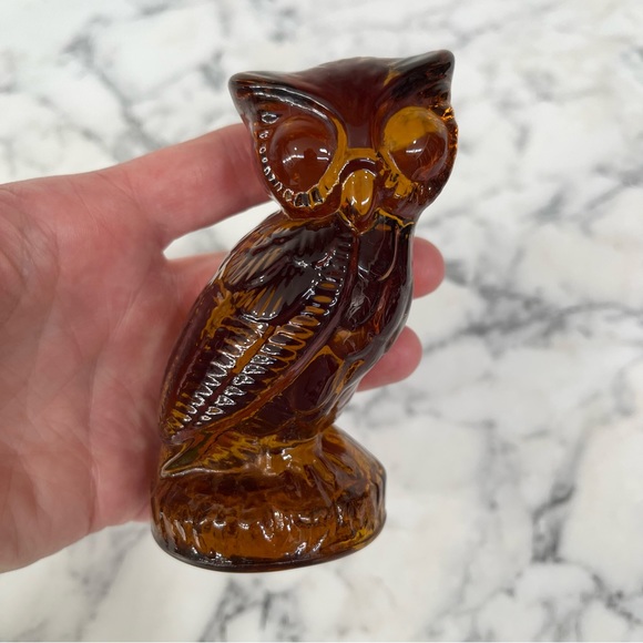 Vintage Other - Vintage amber glass owl figurine statue